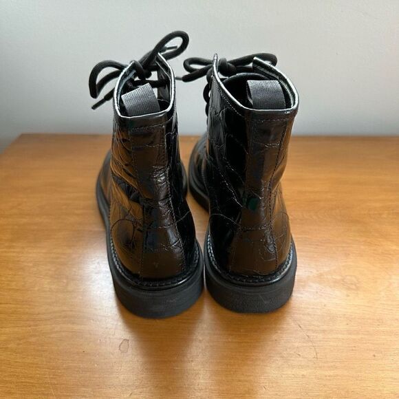 AGL Women’s Moreen Black Embossed Leather Lace-Up Combat Boot - Picture 4 of 13